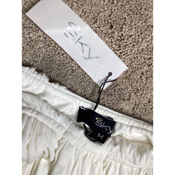 New. SKY ivory white gathered long sleeve mini with chains. Retails $249 - Picture 10 of 10